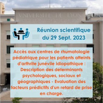 Réunion Scientifique 29 Septembre 2023 à 12h30