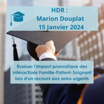 Soutenance d'HDR de Marion DOUPLAT le 15 janvier 2024